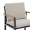 Armen Living Nofi Outdoor Patio Dining Chair in Charcoal Finish with Taupe Cushions and Teak Wood Accent Arms LCNOCHBE - alternate 3